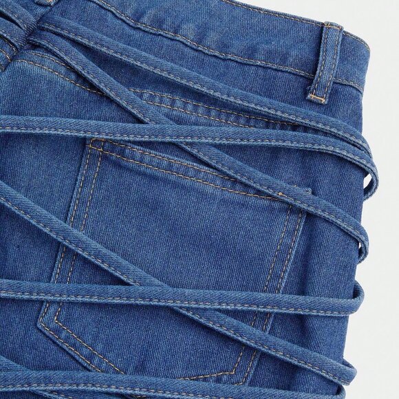 Blue Straight Leg Women's Denim Jeans - Picture 9 of 9